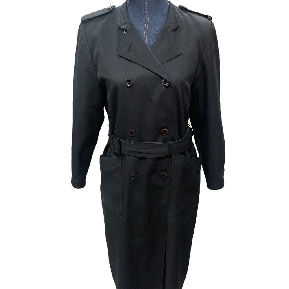 Valentino Rain black double breasted belted vintage trench rain coat size 6